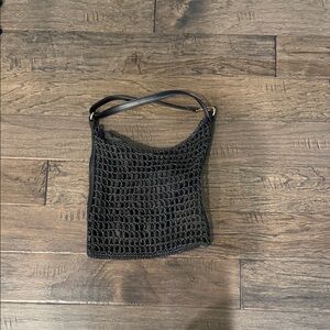 Anthropologie Black Open Weave Shoulder Bag